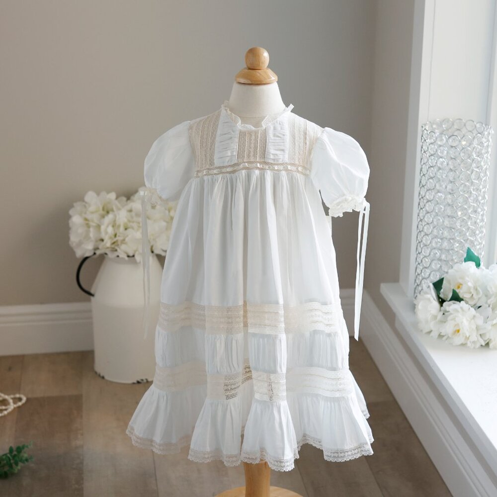 White Heirloom Dress Ivory Vintage Lace Flower Girl Special Occasion LIKE NEW - Picture 5 of 8